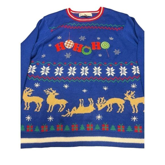 Jolly sweaters ugly funny Christmas blue sweater xl holidays - Picture 2 of 5